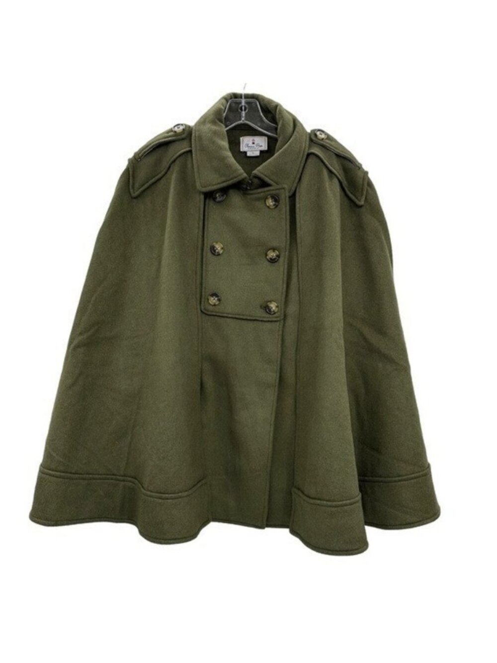 Classic Prep Women's L Victoria Cape Solid Rifle Green Coat Wool Double Breasted